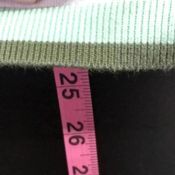 Talbots Cardigan Sweater, button-down, round neck,pink w/ green trim - Picture 8 of 9